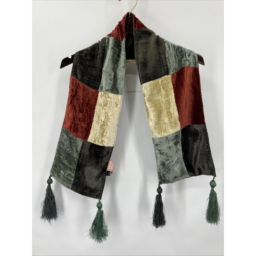 Vintage April Cornell Scarf Patchwork Lined‎ Boho Romantic Tassels